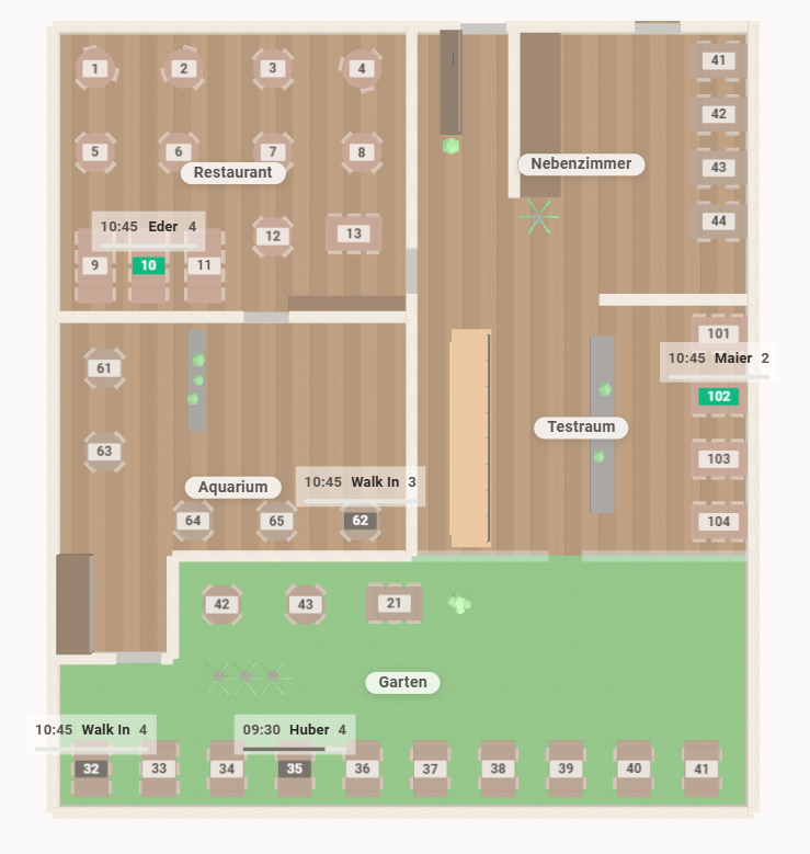 Grafischer Tischplan in der 2D-Ansicht
